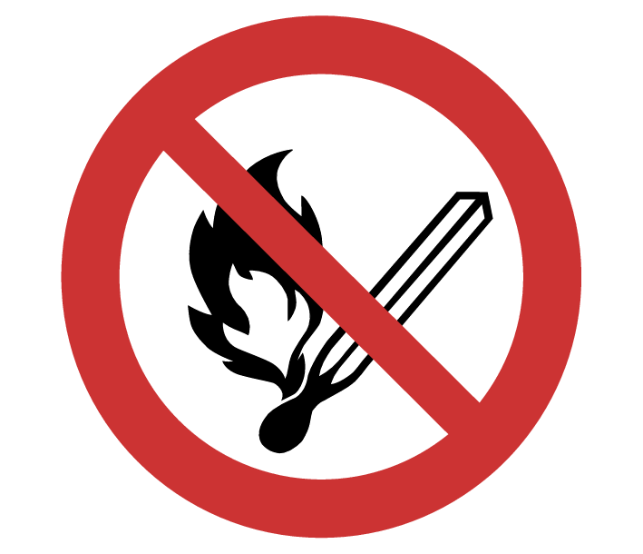 Aufkleber Piktogramm: Feuer, offenes Licht und Rauchen verboten