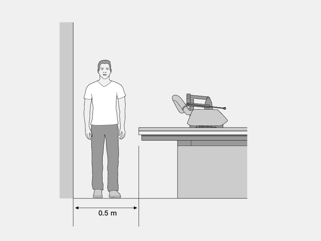 0.5 m Abstand zwischen Wand und Arbeitsgerät ist das Minimum